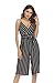 OUMAL Women Cute Striped Romper Backless V Neck Spaghetti Strap Boho Summer Jumpsuit with Belt (Small, Black-Long)