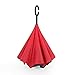 SimplyWorks Smart Inverted Umbrella with Hands Free Use (Red, Black)