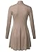 Doublju Womens Basic Long Sleeve Turtleneck Flared Tunic Top