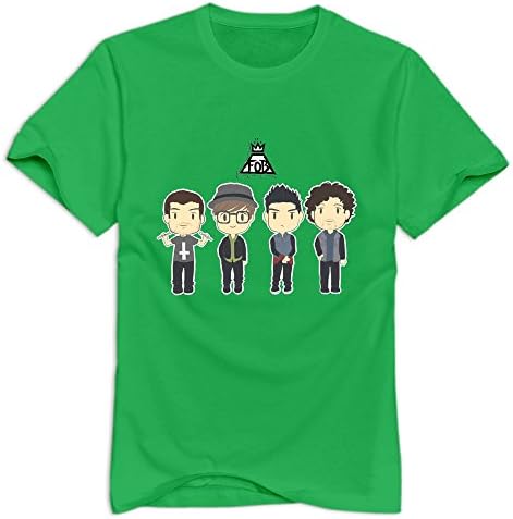 GIYW Men's Fall Out Boy T-Shirt ForestGreen US Size XXL,100% Organic Cotton