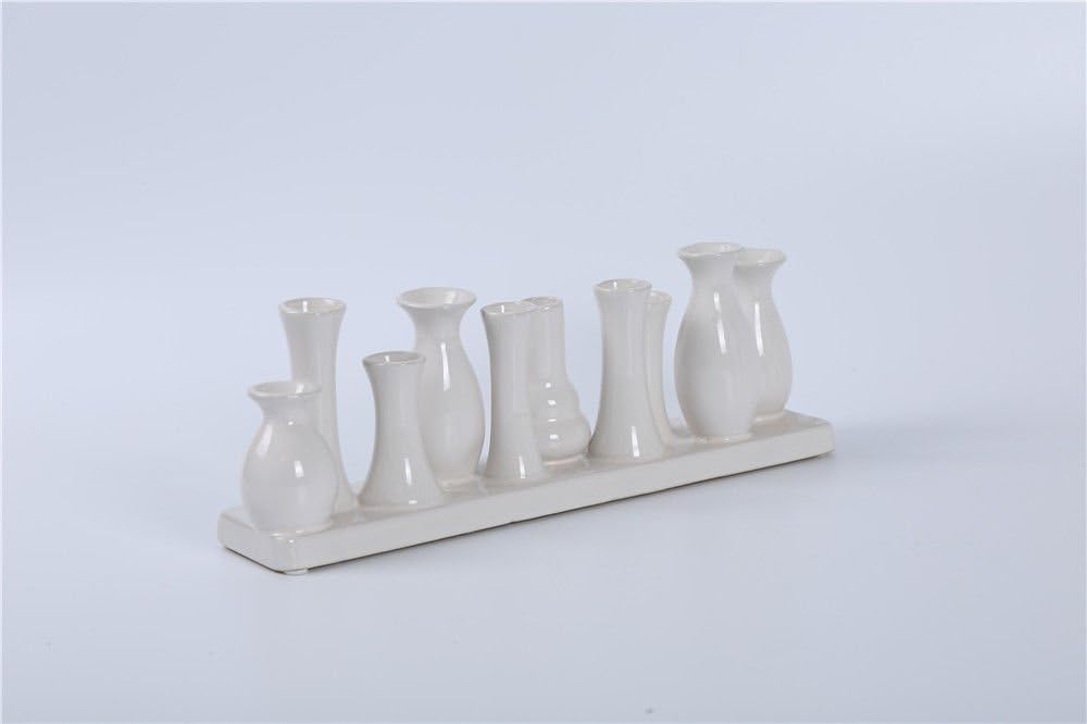 Home&Decorations Jinfa Handmade Small Ceramic Vase Set, Multicoloured or Plain, 5-10 Mini Vases, Table & Living Room Decor - Image 4
