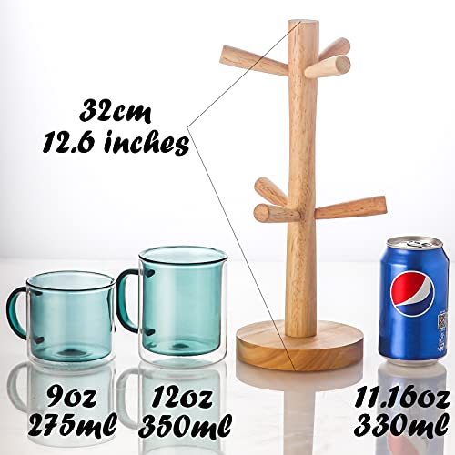 Farbe doppelwandige Gläser mit Griff und Deckel (275ml), Candiicap Thermogläser für Heißes & Kaltes Getränk, Kaffeegläser für Latte, Macchiato, Cappuccino, Cocktail, Tee