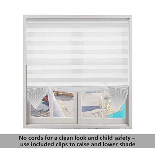 Paper Pleated Shades Blinds Cordless Light Filtering Fabric Shades Blinds White 36" x 72" 6 Pack Window 1-2-3 Shade Blind for Windows - Thumbnail 4