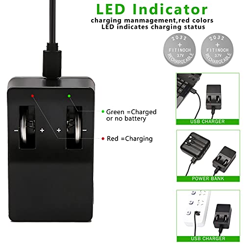 Rechargeable 2032 Battery, FITINOCH LIR2032 Button Battery Can Replace