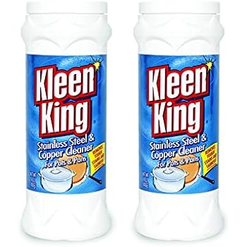 King Kleen Stainless Steel Cookware Cleaner and Copper Cleaner (14 oz, 2 Pack) Helps Remove Stains and Tarnish from Pots and Pans, Multi-Purpose Metal Cleaner, Powder Form
