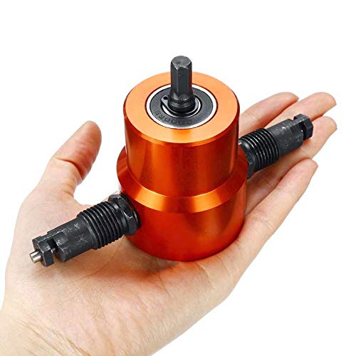 Double Headed Sheet Metal Cutting Nibbler Drill Attachment Metal Free Saw Cutting Tool Tool Plate Open Hole Drill w/Extra Punch