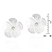 AeraVida Simple Mother of Pearl White Plumeria Flower Carved .925 Sterling Silver Post Earrings | Casual Sterling Silver Stud Earring for Women | Jewelry Gift All Occasions