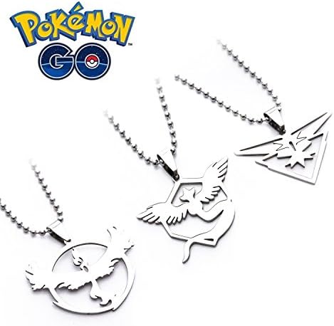Pokemon Go Theme Dogtag Team Necklaces [Set of 3] - Mystic [Blue] (1), Valor [Red] (1), Instinct [Yellow] (1)