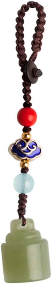 DXWSLJHB Natural Jade Car Keychain Pendant, China Style Key Ring Mobile Phone Chain Pendant for Men And Women