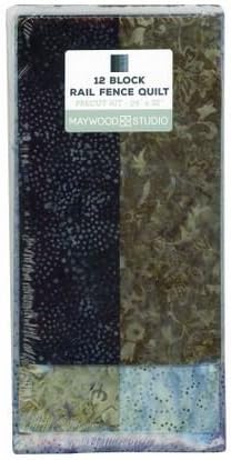 MAYWOOD STUDIO PRE-CUT 12 BLOCK RAIL FENCE QUILT KIT (FOREST PARK)