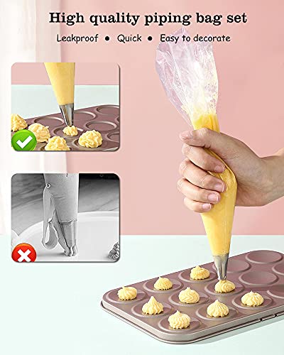AYOTEE Disposable Anti-Burst Piping Bags and Piping Tips,60 PCS 12 inch icing bags and 8 PCS Icing Tips,Cupcake Piping bags and Tips，Cupcake Piping Set for Baking Cupcake, Cookies and Cake Decorating