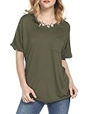 Florboom Women Casual Basic V Neck Short Sleeve Cotton T-Shirt with Pocket