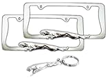 2 Jaguar Chrome License Plate Frames & Fancy Keychain Holder