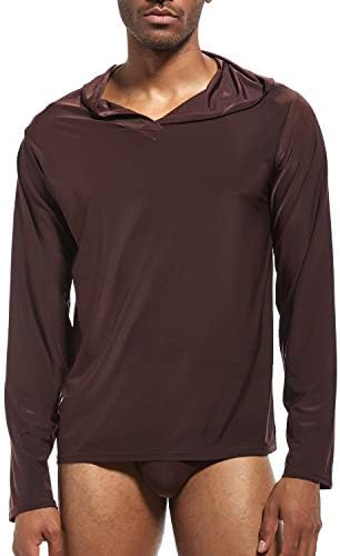 Sleepwear Pajamas Top Long Sleeve Baselayer Mens Yoga Hoddie