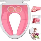 Gimars Upgrade Large Non Slip Silicone Pads Travel Folding Portable Reusable Toilet Potty Training Seat Covers Liners with Carry Bag for Babies, Toddlers and Kids, Pink