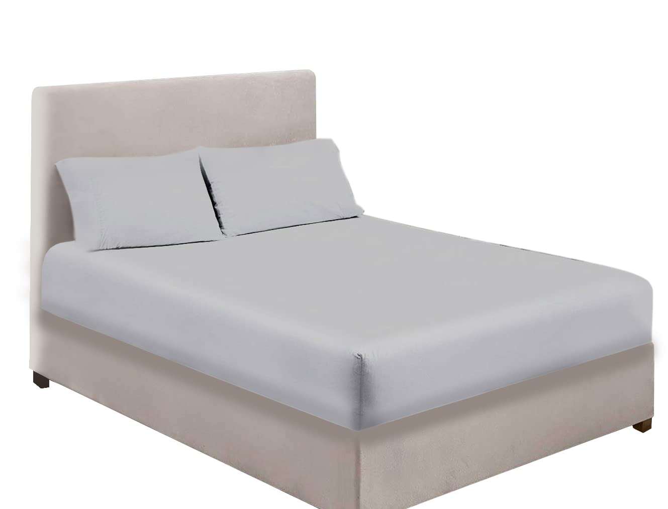 Extra Deep Bedding 100% Extra deep Fitted Sheets 16" 40CM Egyptian Cotton 200TC 15 Colours Single Double King Super King (Super King, Silver)