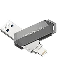 iPhone iPad 64GB USB Flash Drive 3.0 with Rotatable Protection, RAVPower Pen Thumb Jump Drive with Extended MFi Lightning Connector for iOS Mac Windows PC, External Storage Memory Expansion Stick