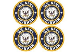 4-Pack 1.5 inch Round U.S. Navy Veteran Sticker (Naval Vet Small Logo us Sailor Vinyl Decal car Cell Laptop) USN Licensed
