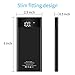 10000mAh Power Bank, Ultra Slim Portable Charger, External Battery Pack with Built- in Micro Cable, LED Display, Two Converts, USB Ports, LED Flashlight, Compatible with All Cell Phone(Black)