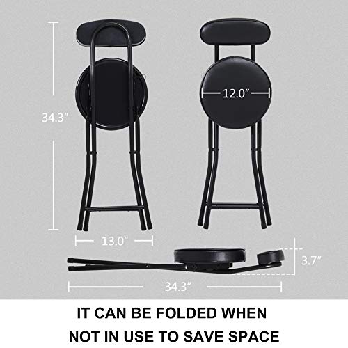 HOMOOI Cushioned Padded Folding Stool with Back,Black Pricepulse