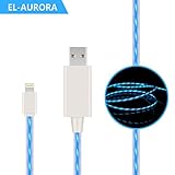 EL-AURORA Lightning to USB Cable, 3ft Visible Flowing LED USB Charger CableÂ Light Up Charger Sync Data Cord for iPhone X / 8 / 8 Plus / 7 / 7 Plus / 6 / 6 Plus, iPod and iPad (white)