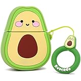 Yonocosta Cute Airpods Case, Airpods 2 Case, Funny 3D Cartoon Fruit Avocado Case, Soft Silicone Full Protection Shockproof Charging Case Cover with Keychain Airpods 1&2 case for Kids Girls Boys Women