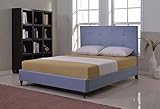 Home Life Cloth Light Blue Linen 47" Tall Headboard Platform Bed with Slats Queen - Complete Bed 5 Year Warranty Included ()