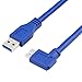 Bluwee SuperSpeed USB 3.0 Cable - Type A Male to Right Angle Micro-B Cord - 2 Feet(0.6 Meters) - Round Blue