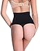 Lelinta Women High-Waisted Thong Body Shaper Boyshorts Control Brief,Black,M(Fit For Waist:25.2