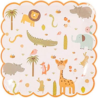 20 Count Disposable Plates Woodland Animal Party Paper Dessert Plates for Baby Shower Jungle Safari Zoo Theme Birthday Party Supplies Jungle Safari Party Supplies