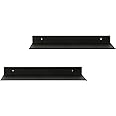 Z metnal Bathroom Shelf, Floating Shelves, Metal Display Wall Shelf, Aluminum, Wall Mounted, Matt Black,16 inch, 2 Pack