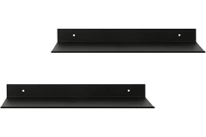 Z metnal Bathroom Shelf, Floating Shelves, Metal Display Wall Shelf, Aluminum, Wall Mounted, Matt Black,16 inch, 2 Pack