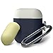 elago Duo Hang Case Compatible with Apple AirPods Case 1 & 2, Carabiner Included, Supports Wireless Charging, 2 Color Caps + 1Body [Classic White, Creamy Yellow + Jean Indigo]