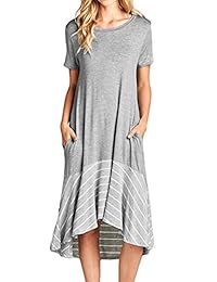 Tiksawon Vestido informal de manga corta para mujer con bolsillo