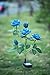 XLUX New Material Outdoor Realistic Solar Powered Rose Lights Flower Stake, for Garden Patio Yard Pathway Decoration, Blue