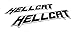 2 x (Pair / Set) BLACK on SILVER Highly Polished Aluminum HELLCAT Hell Cat EMBLEMS Badge Nameplate Logo Decal Rare for Dodge Challenger Charger 707 hp Horsepower 6.2L Supercharged HEMI V8 SRT SRT8 2dr