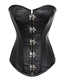 PhilaeEC Women's Punk Steel Boned Leather Waist Trainer Corset