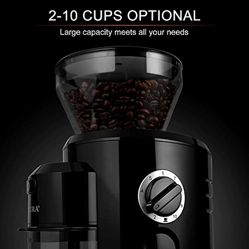 Secura Conical Burr Coffee Grinder, Electric Coffee Grinder with 18