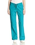 Cherokee Women's Workwear Scrubs Low Rise Draw String Cargo Pant, Teal Blue, X-Small