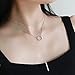 Bar Long Necklace Lariat Open Circle Y Pendants Simple Minimalist Choker Collarbone Chain Charms Jewelry Silver Plated
