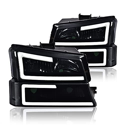 CNNELL Upgraded Headlight Assembly LED DRL Compatible with Chevy