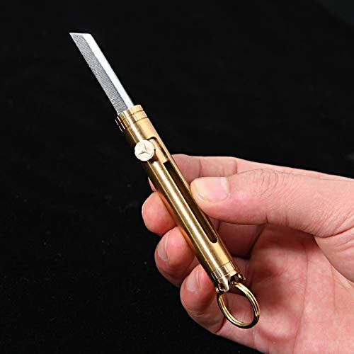 SZHOWORLD Brass Mini Utility Knife EDC Pocket Knife, Small Compact