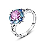 Psiroy 925 Sterling Silver 6mm Garnet Filled Ring Flower Shaped Band