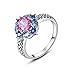Psiroy 925 Sterling Silver 6mm Garnet Filled Ring Flower Shaped Band