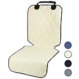 Vivaglory Dog Front Seat Covers with No-Skirt Design, Quilted & Durable 600 Denier Oxford Car Seat Protectors with Anti-Slip Backing for Front Seats, Buckets, Fits Most Cars, SUVs & MPVs, Cream