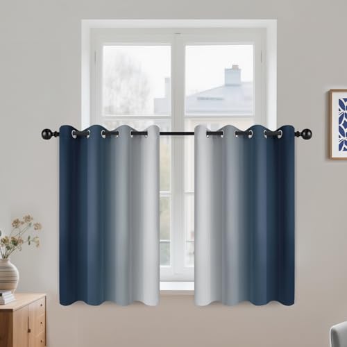 COSVIYA Grommet Room Darkening Ombre Navy Blue