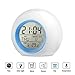 BZ Alarm Clock for Kids, 7 Colors Changing, LED Digital, Round, Battery, Temperature Detect, One Tap Control, Alarm Setting, Snooze, 12/24 H, for Kids, Home(Blue)