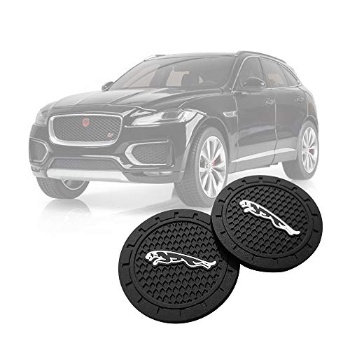 Car Interior Accessories Anti Slip Cup Holder Insert Coaster Mat fits for Jaguar Vehicles (Set of 2, 2.75" Diameter)