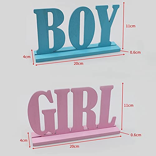 JTRF Boy Girl Wooden Table Decorations,Gender Reveal Table Decorations Boy Girl Letter Table Signs with Bases Decorative Centerpieces Signs Wooden Tabletop Decor for Tier Tray,School Supplies(1set)