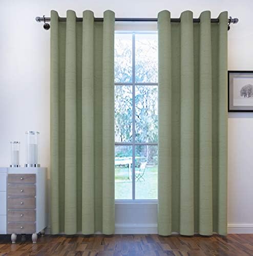 Vantextile Eyelet Curtains Thermal Insulated Ring Top Blackout Curtains, Polyester Surface Fabric, Lining 3 Pass Coated.Block Out 95% Sunlight/Heat Gain Machine Washable, One Pair. (44''x72'', Green)